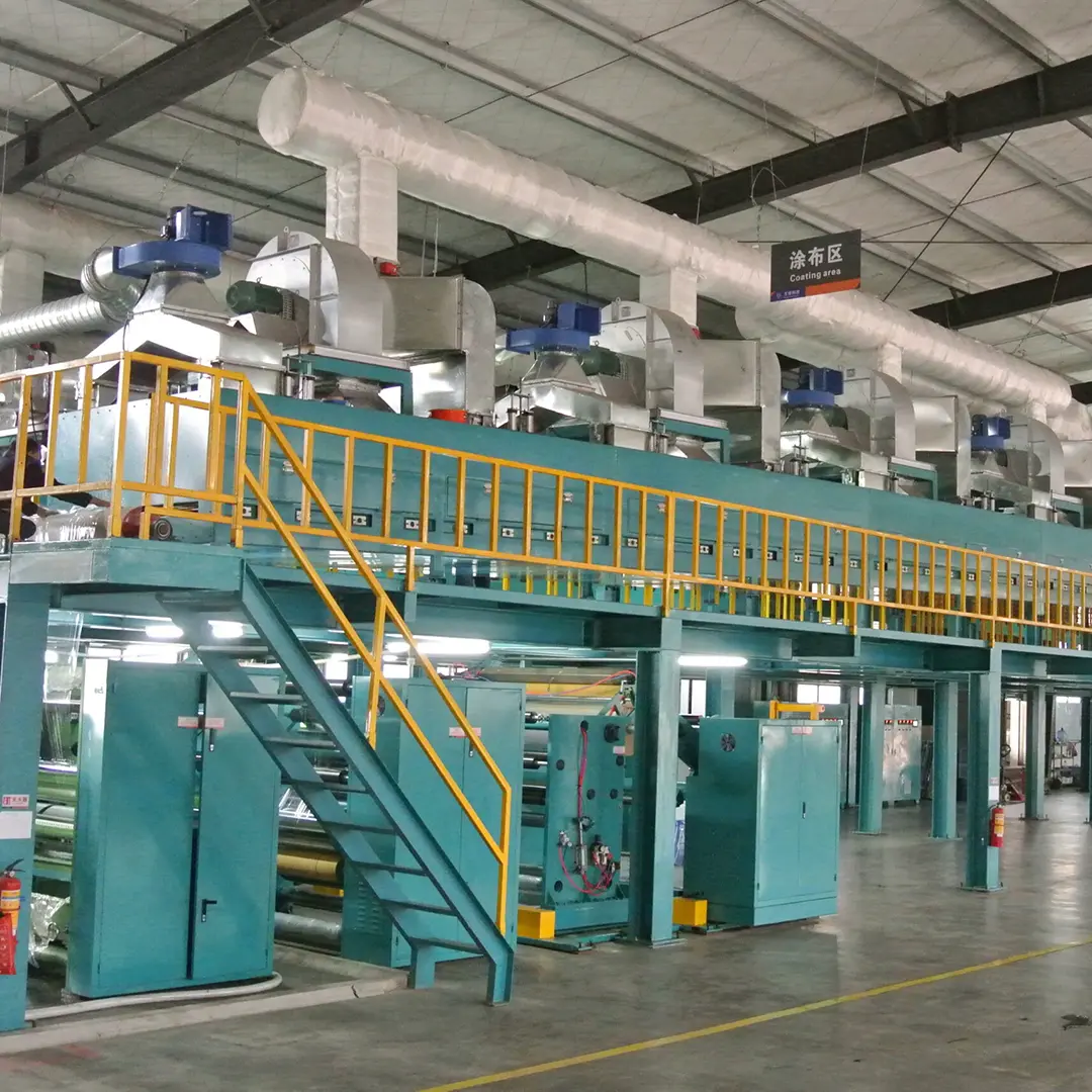 Coated tape production line overview, showing coating, drying, rolling, and cutting machines