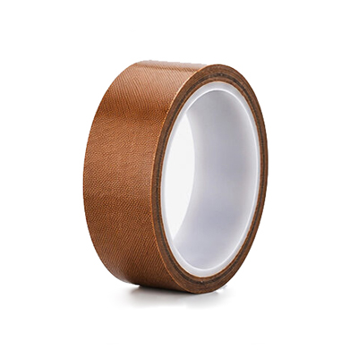 Brown high-temperature PTFE Teflon tape roll for heat sealing and insulation, industrial grade.