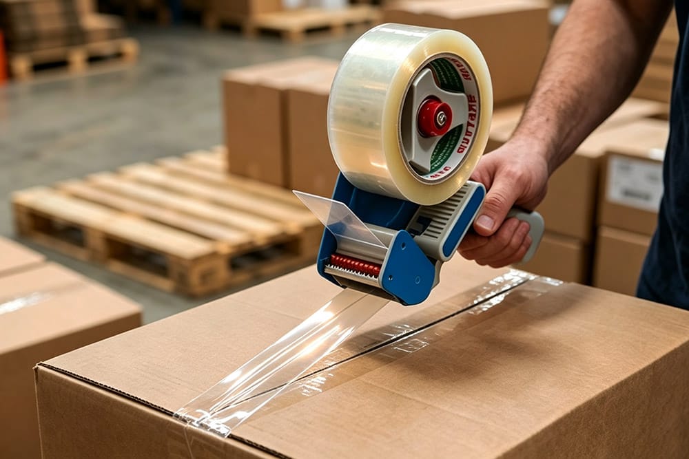 Clear Packing Tape and BOPP Packaging Tape Applied with a Packing Tape Dispenser - Krytape