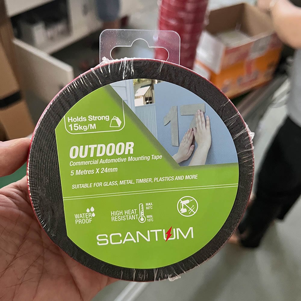 Shrink Wrap Packaging with Round Card Label and Plastic Hang Tab for Mounting Tape
