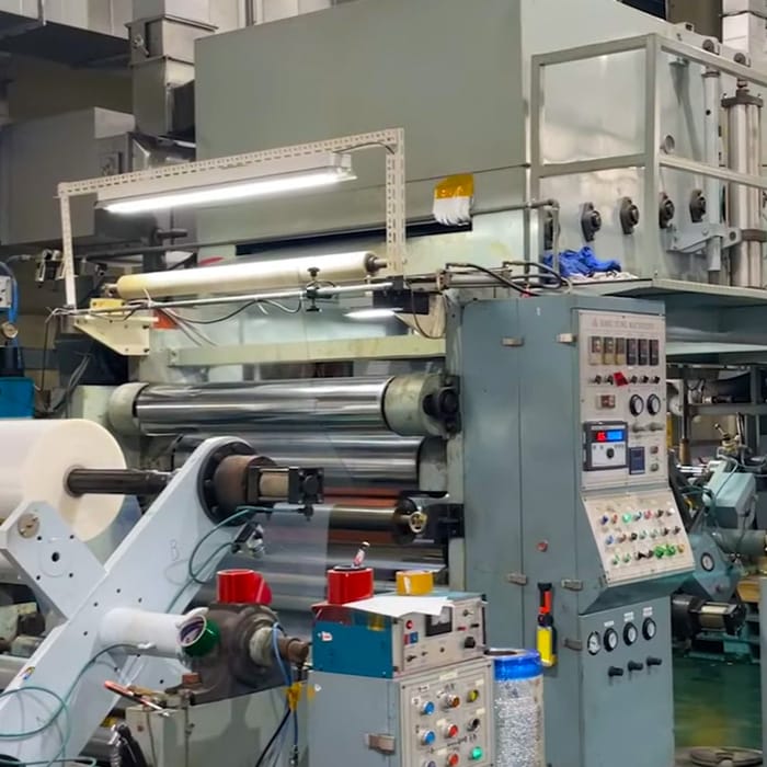 BOPP film raw material inspection on industrial tape coating machine