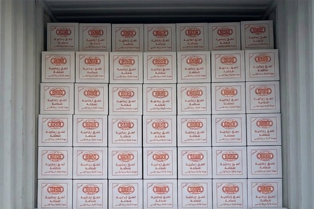 Full container loading of wholesale masking tape export cartons printed with Arabic shipping marks