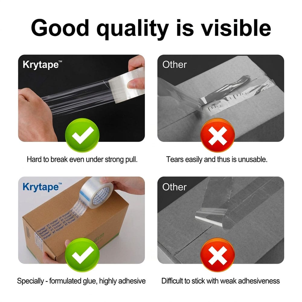 2-inch x 100-meter waterproof clear OPP packaging tape - Krytape Wholesale